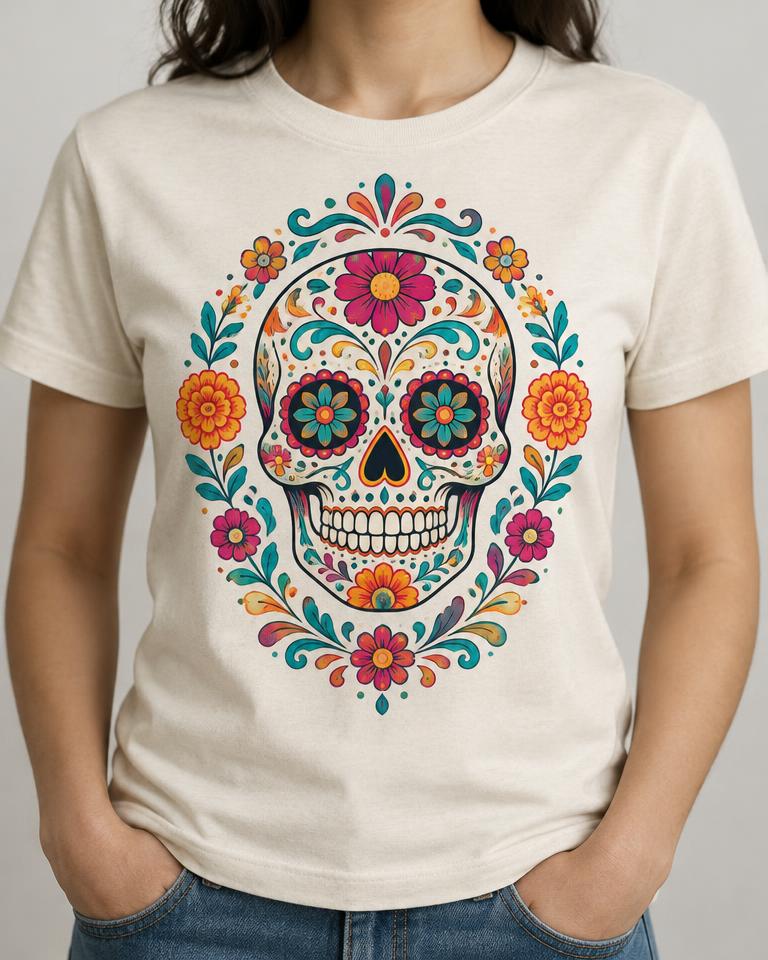 Playera con diseño: Calavera con ornamentos